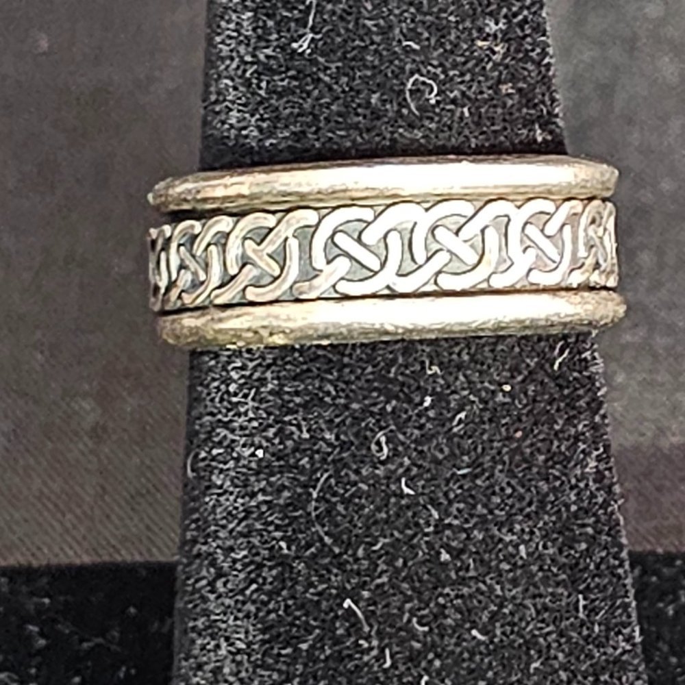 925 Silver Spinner Ring - Celtic Design on Spinner - Size 7 - Picture 1 of 8